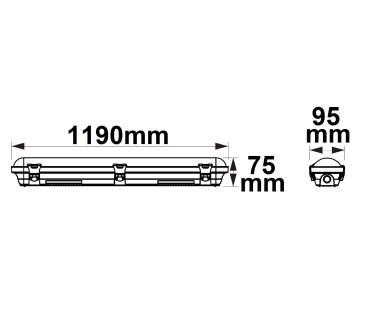 Preview: LED Wannenleuchte 120cm mit Notlichtfunktion, IP65, PowerSwitch 25-40W, ColorSwitch 3000|4000|5000K