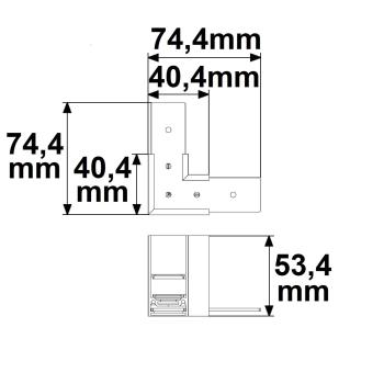 Preview: Track48 Eckschiene 90° horizontal für Aufbauschiene, schwarz, nicht stromführend