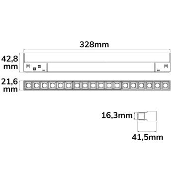 Preview: Track48 Leuchte 32cm schwarz, 18W, 36°, UGR<19, 48V DC, 3000K,CRI90, Line+