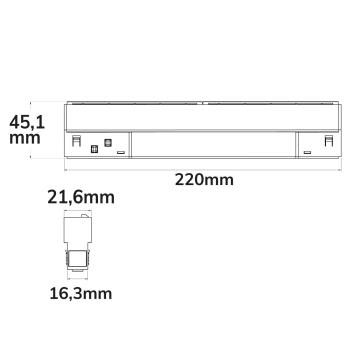 Preview: Track48 Wallwasher 22cm schwarz, 12W, 100° asymetrisch, 48V DC, 3000K, CRI90