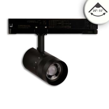 3-Phasen Schienenstrahler fokussierbar, 12W, 20°-55°, schwarz matt, 4000K, DALI dimmbar