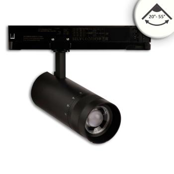 3-Phasen Schienenstrahler fokussierbar, 24W, 20°-55°, schwarz matt, 4000K, DALI dimmbar