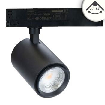3-Phasen Schienenstrahler fokussierbar, 42W, 20°-70°, schwarz matt, 4000K, CRI92, dimmbar