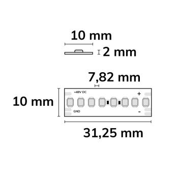 Preview: LED HEQ918/940 Linear CCT Flexband, 48V DC, 6W ww + 6W nw, IP20, 130 lm/W, 5m Rolle, 256 LED/m