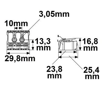 Anschlussklemme 2x3-polig, 0,5-2,5mm², max. 450V/16A