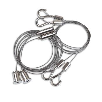 Y-Seilabhängung (2 Stk) mit Karabiner, Klappösen und Rutschklemme inkl. Stahlseil 1,5m