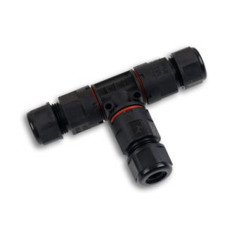 Kabel T-Verbinder IP67, 3-polig 0.75-2.5mm² mit Federklemme, max. 250V 16A, Manteldm. 6,5-11mm