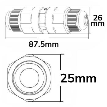 Kabelverbinder IP67, 3-polig 0.75-2.5mm² mit Federklemme, max. 250V 16A, Manteldm. 6.5-11mm