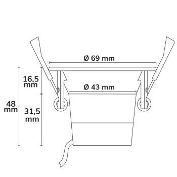 Preview: LED Einbaustrahler BACK60, alu glänzend, rund, 5W, CRI90, 2700K, rückversetzt, UGR<12, dimmbar