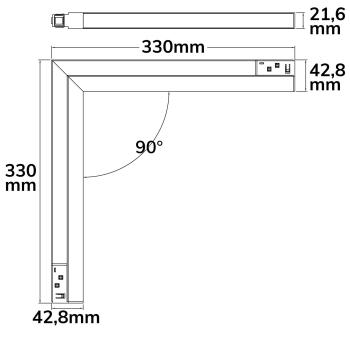 Preview: Track48 Eckleuchte vertikal weiß, 20W, 120°, 48V DC, 3000K, CRI90, prismatisch, Line+, DALI dimmbar