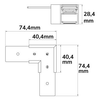 Preview: Track48 Eckschiene 90° horizontal für Aufbauschiene flat, weiß, nicht stromführend