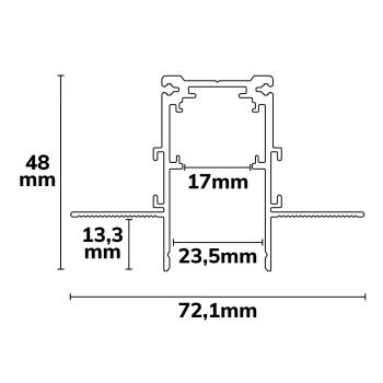 Preview: Track48 Eckschiene 90° horizontal für Trockenbauschiene, weiß, nicht stromführend