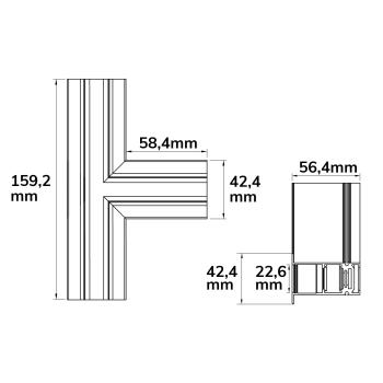 Preview: Track48 T-Schiene horizontal für Einbauschiene, weiß, nicht stromführend