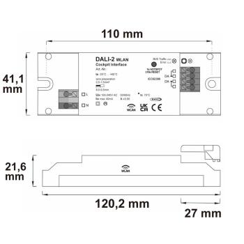 Preview: DALI-2 Interface WLAN zur DALI Bus Parametrierung mit DALI Cockpit Windows-Software, 100-240V AC