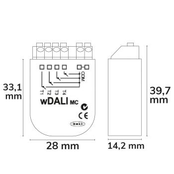 Preview: DALI Funktransmitter zur Initiierung von 4 Wirkbereichen am DALI Bus via 4 Push-Taster, Batt.Betrieb