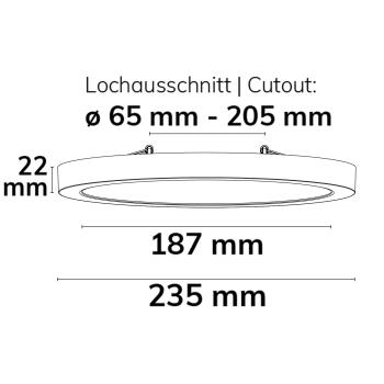 Preview: LED Aufbau/Einbauleuchte Flex Pro DN235, 16W, weiß, 120lm/W, 3000|3500|4000K, dimmbar
