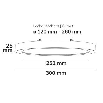 Preview: LED Aufbau/Einbauleuchte Flex Pro DN300, 22W, weiß, 120lm/W, 3000|3500|4000K, dimmbar