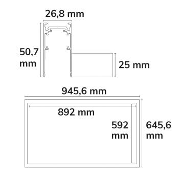 Preview: Track48 Leuchtenrahmen H50, Innenformat 592x892mm, schwarz, exkl. Trafo, exkl. Montageclip/Seilabh.