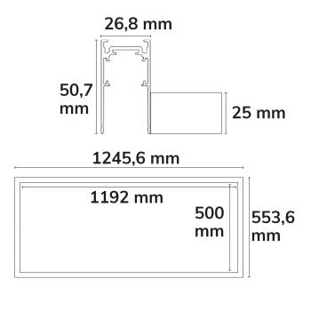 Preview: Track48 Leuchtenrahmen H50, Innenformat 500x1192mm, schwarz, exkl. Trafo, exkl. Montageclip/Seilabh.