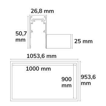 Preview: Track48 Leuchtenrahmen H50, Innenformat 900x1000mm, schwarz, exkl. Trafo, exkl. Montageclip/Seilabh.