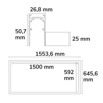 Preview: Track48 Leuchtenrahmen H50, Innenformat 592x1500mm, schwarz, exkl. Trafo, exkl. Montageclip/Seilabh.