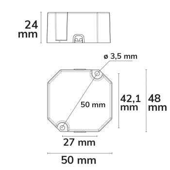 Preview: LED Schalterdosen-PWM-Trafo 12V/DC, 0-12W, Tiefe 24mm, IP65, dimmbar, SELV