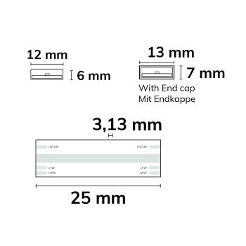 Preview: LED HT927/960 CCT Flexband für bis zu 100°C Umgebung, 24V DC, 10W|10W, IP68, 5m Rll, 640 LED/m