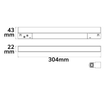 Preview: Track48 Linearleuchte 30cm schwarz, 10W, 120°, 48V, 3000K, CRI90, prismatisch, Line+, DALI dimmbar