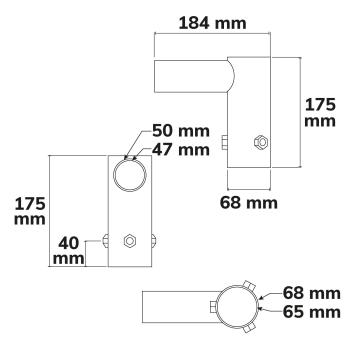 Preview: Winkeladapter 90° starr, für Streetlight GR30/GR60 Durchmesser 45mm