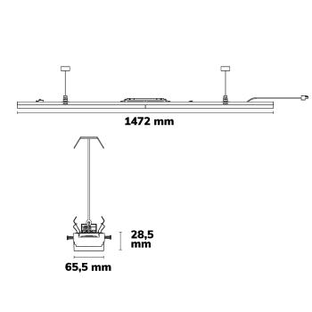 Preview: FastFix LED Linearsystem R PRO Modul 1472mm, 30-75W, 4000K, 120°, 180lm/W