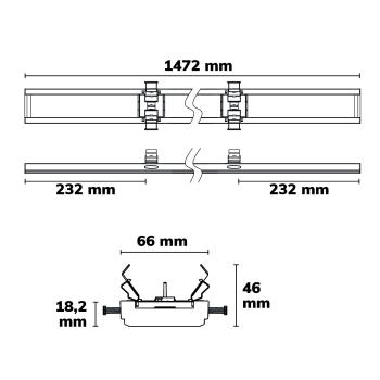 Preview: FastFix LED Linearsystem R PRO Modul 1472mm, Blindabdeckung für Balkenaufnahme, Stahl