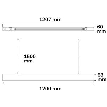 Preview: LINKLINE50 LED Aufbau/Hängeleuchte, 120cm, 30W, UGR<19 2H|2H, weiß, 3000|4000K, DALI dimmbar