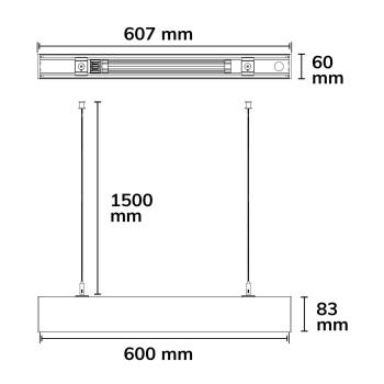 Preview: LINKLINE50 LED Aufbau/Hängeleuchte, 60cm, 15W, UGR<19 2H|2H, weiß, 3000|4000K, DALI dimmbar
