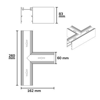 Preview: T-Verbinder für Aufbau/Hängeleuchte LINKLINE50 weiß