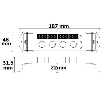 Preview: Sys-Pro Drehknopf/Funk Multi-PWM-Dimmer, GROW, 1-4 Kanal, 12-48V DC 4x3A 4/8KHz
