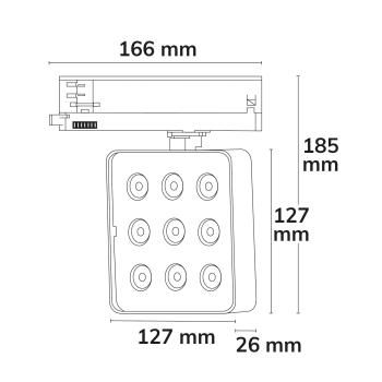 Preview: 3-Phasen Schienenstrahler MATRIX, 20W, 40°, weiß, 3000K, UGR<19