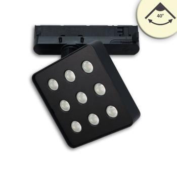 3-Phasen Schienenstrahler MATRIX, 20W, 40°, schwarz, 3000K, UGR<19, DALI dimmbar