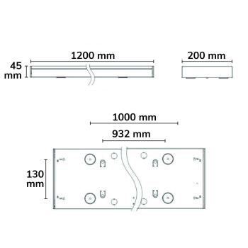 Preview: LED Langfeldleuchte, 120x20cm, weiß, PowerSwitch 25|30|35|40W, UGR<19 2H/2H, ColorSwitch 3000|4000|5000K, DALI dimmbar