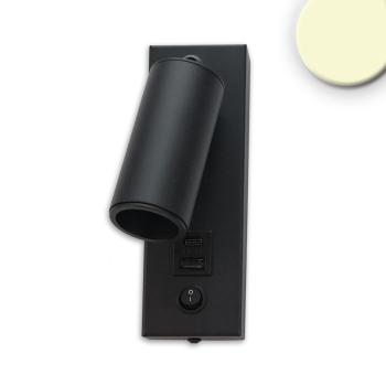 LED Leseleuchte, 4,5W, schwarz, mit USB-A und USB-C Ladebuchse, 3000K