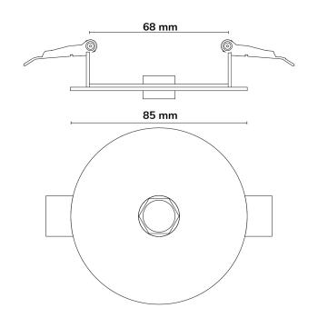 Preview: ISOLED Einbau-Deckenbaldachin rund, 85 mm, schwarz – Maßzeichnung