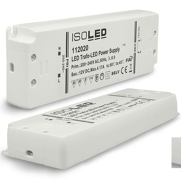 LED Trafo 12V/DC, 0-50W, SELV, ultraflach