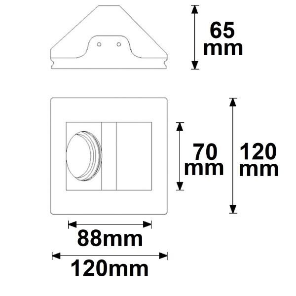 Gips Einbaustrahler für GU10/MR16 Spots, rückversetzt, asymmetrisch, weiß