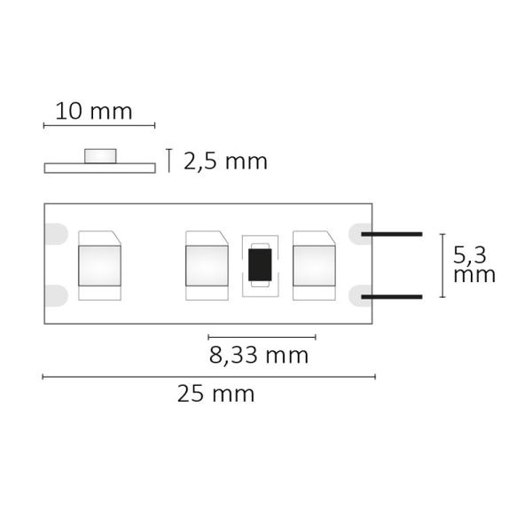 LED SIL830 Flexband, 12V DC, 9,6W, IP20, 3000K, 5m Rolle, 120 LED/m