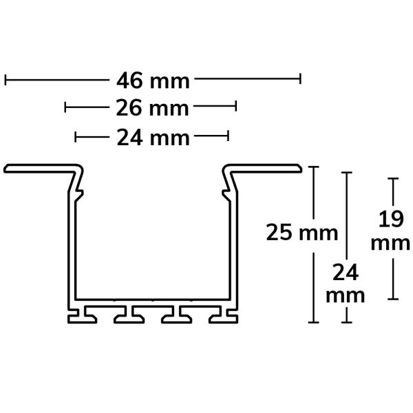 LED Einbauprofil WING20 Flansch gerade, eloxiert L: 200cm
