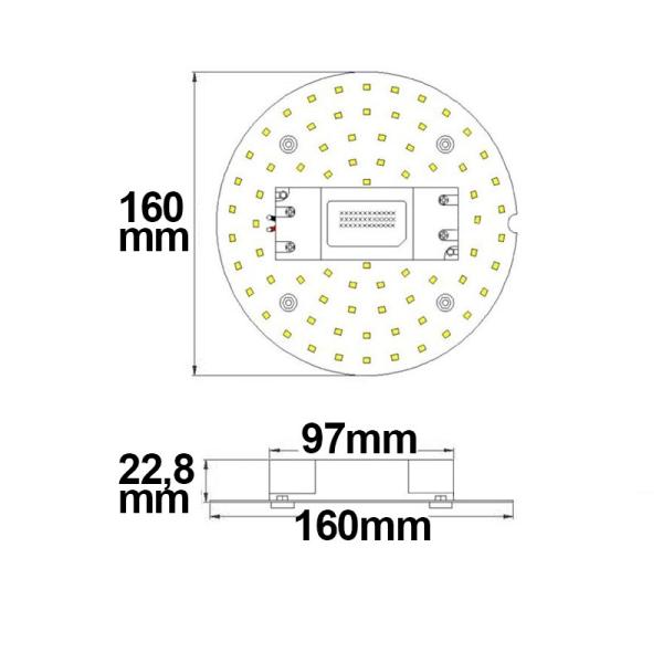 LED Umrüstplatine 160mm, 12W, mit Magnet, warmweiß