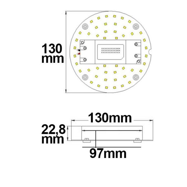 LED Umrüstplatine 130mm, 9W, mit Magnet, warmweiß