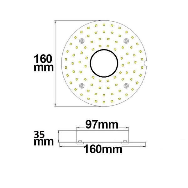 LED Umrüstplatine 160mm, 14W, neutralweiß, mit Haltemagnet und HF-Bewegungssensor