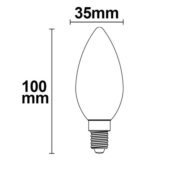 E14 LED Kerze, 2W, klar, warmweiß, dimmbar