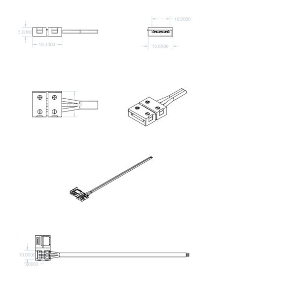 Clip-Kabelanschluss (max. 5A) C1-310 für 3-pol. IP20 Flexstripes mit Breite 10mm, Pitch >12mm