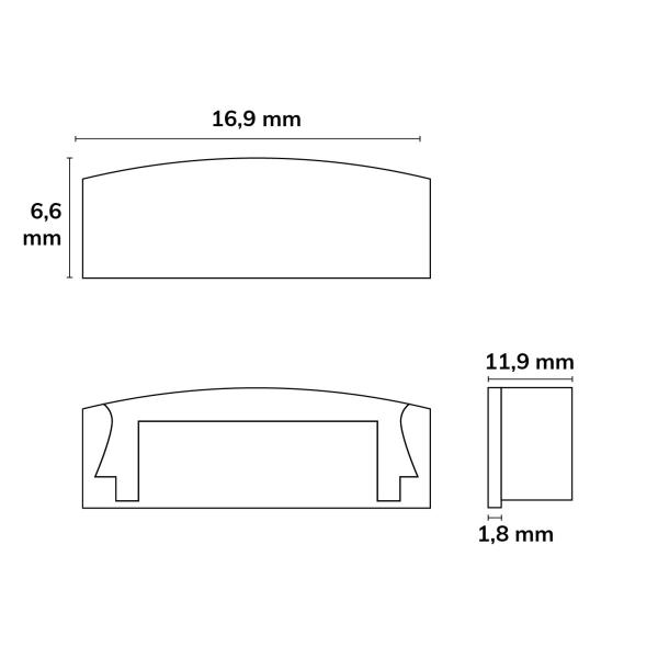 Endkappe EC1 für Profil SURF12 FLAT, 1 STK